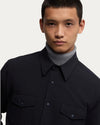 Flannel techno wool van Aspesi CE27 Navy overshirt