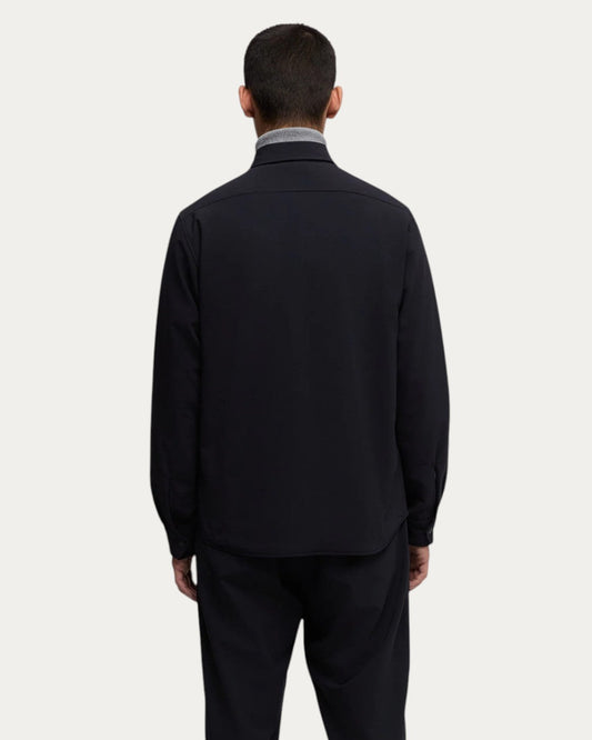 Detail Aspesi CE27 Thermore Techno Wool Overshirt Navy
