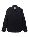 Aspesi CE27 Thermore Techno Wool Overshirt Navy voorzijde