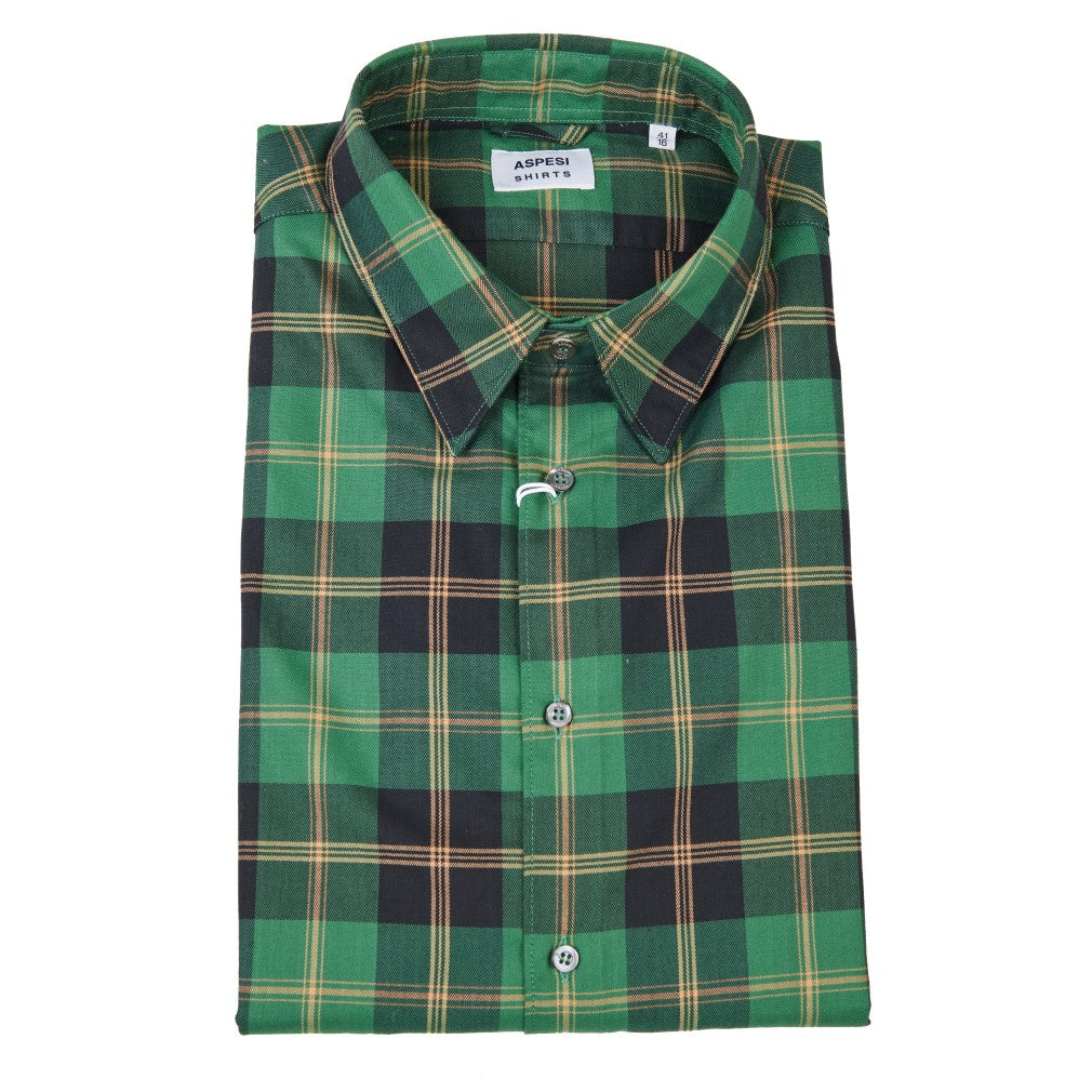 Aspesi Comma Checked Shirt Green – vooraanzicht