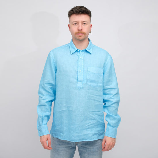 ASPESI Richiusa Linen Shirt Sky Blue – vooraanzicht