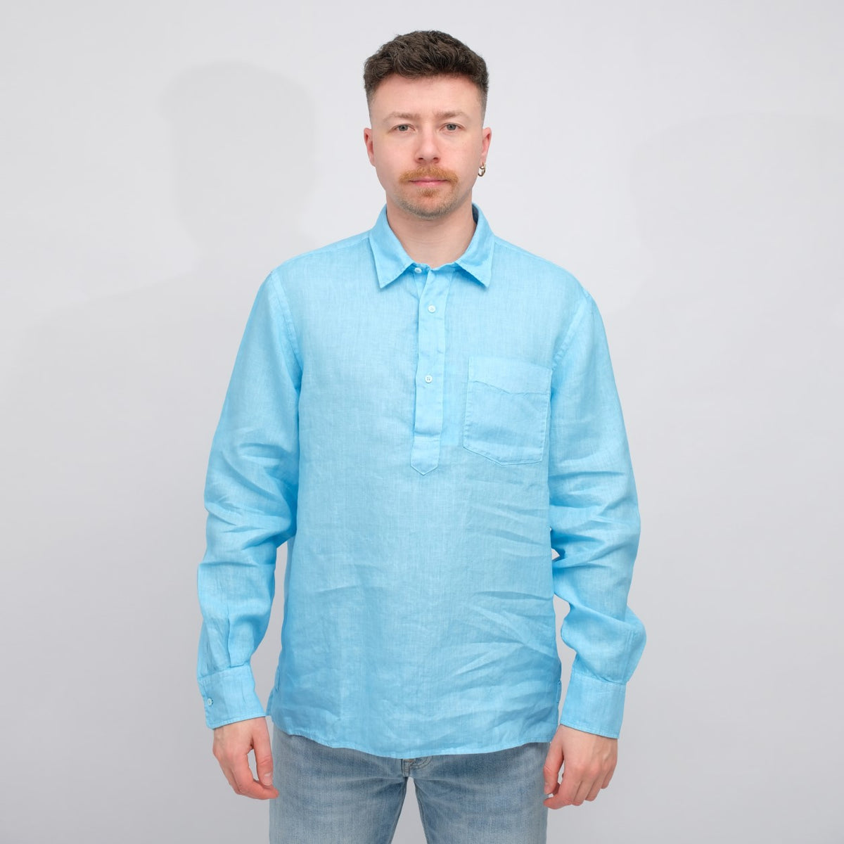 ASPESI Richiusa Linen Shirt Sky Blue – vooraanzicht