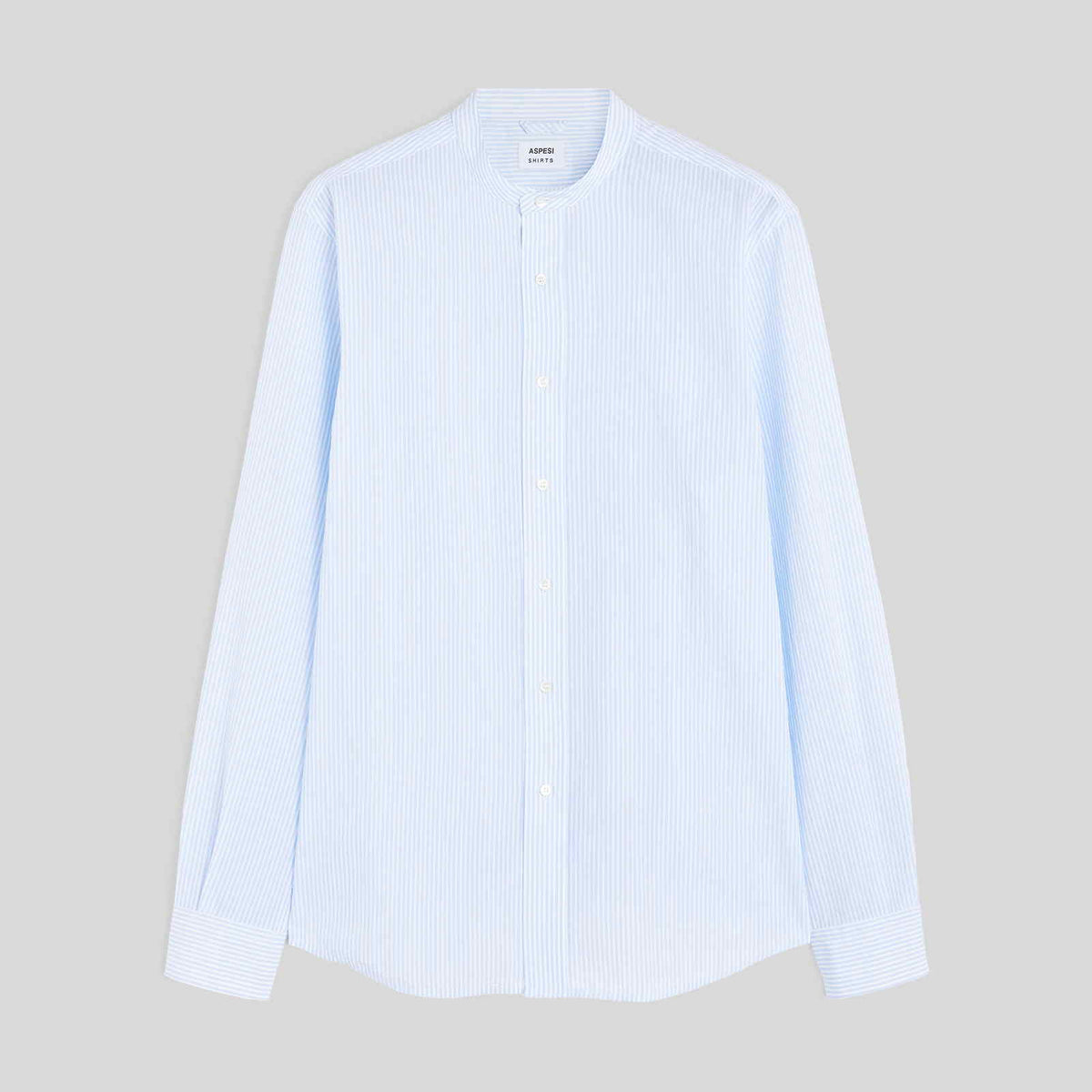 ASPESI Light Blue Stripe Bruce Cotton Shirt – vooraanzicht