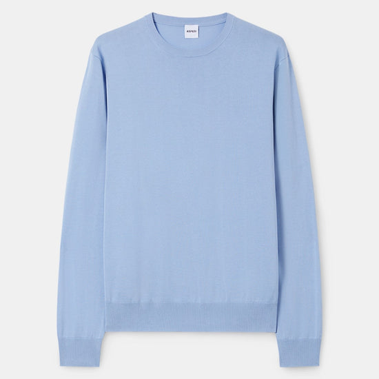 Aspesi M039 Crewneck Pullover Sky Blue – vooraanzicht