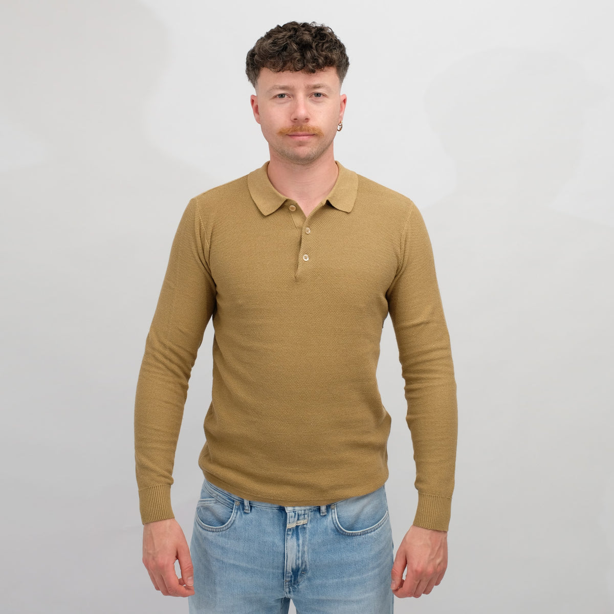 ASPESI Cotton Polo Pullover Brown – vooraanzicht