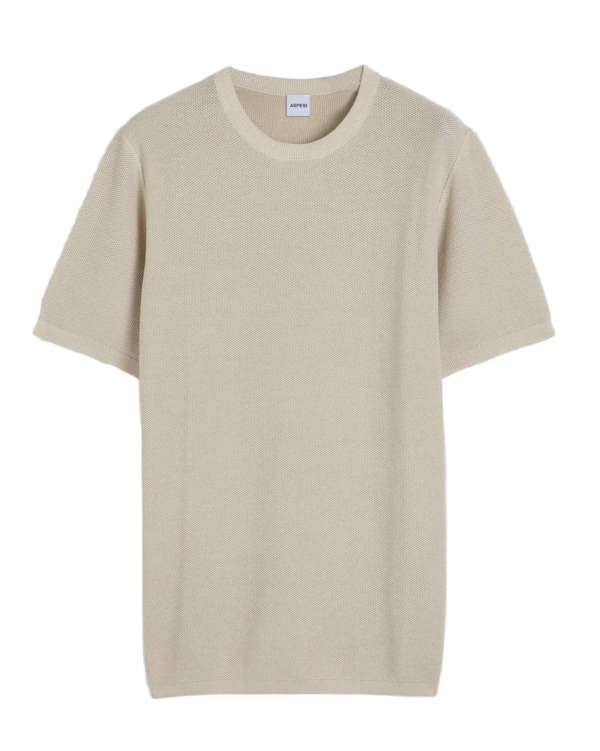 Aspesi M073 Cotton Knit T-Shirt Natural voorzijde