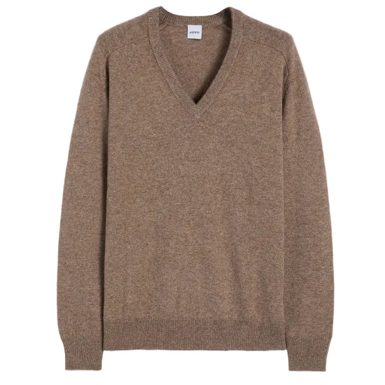 Aspesi M114 Wool Yak Cashmere V-Neck Dove Grey voorzijde