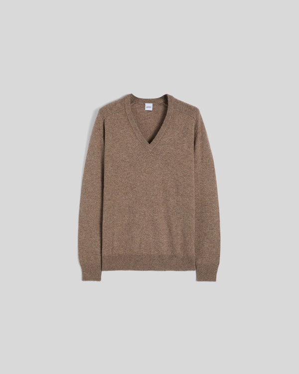 Aspesi M114 Wool Yak Cashmere V-Neck Dove Grey voorzijde