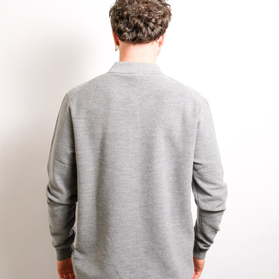 Achterzijde Aspesi M126 Soft Wool Piquet Long Sleeve Polo Grey