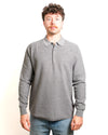 Detail Aspesi M126 Soft Wool Piquet Long Sleeve Polo Grey