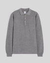 Aspesi M126 Soft Wool Piquet Long Sleeve Polo Grey voorzijde