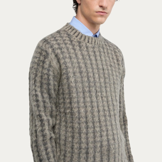 Voorkant Aspesi M183 Shetland Wool Roundneck Grey Green Melange