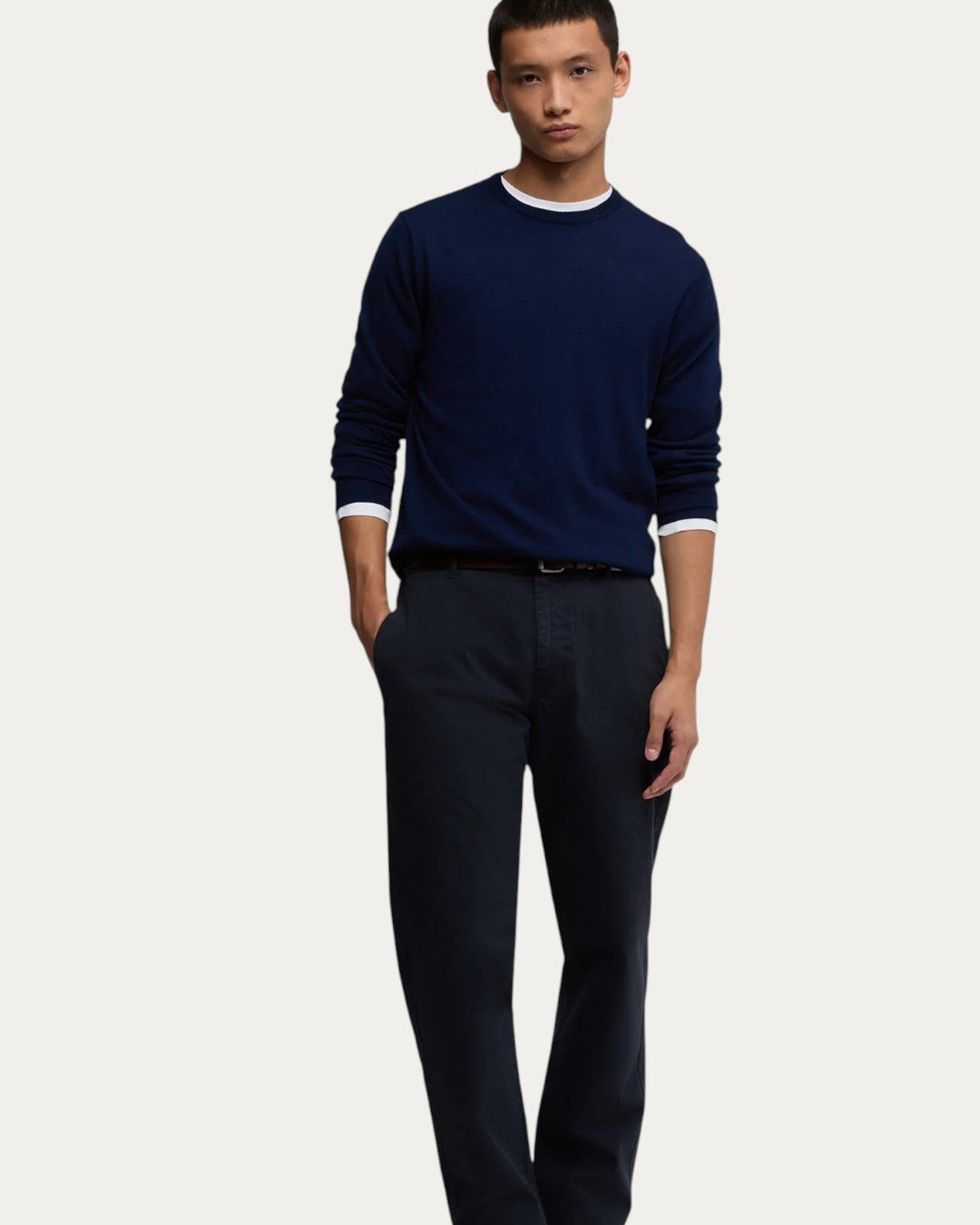 Fijne merinowol van Aspesi M195 Roundneck Bluette
