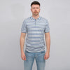 ASPESI Mod M433 Cotton Linen Silk Blend Polo Riga Denim – vooraanzicht