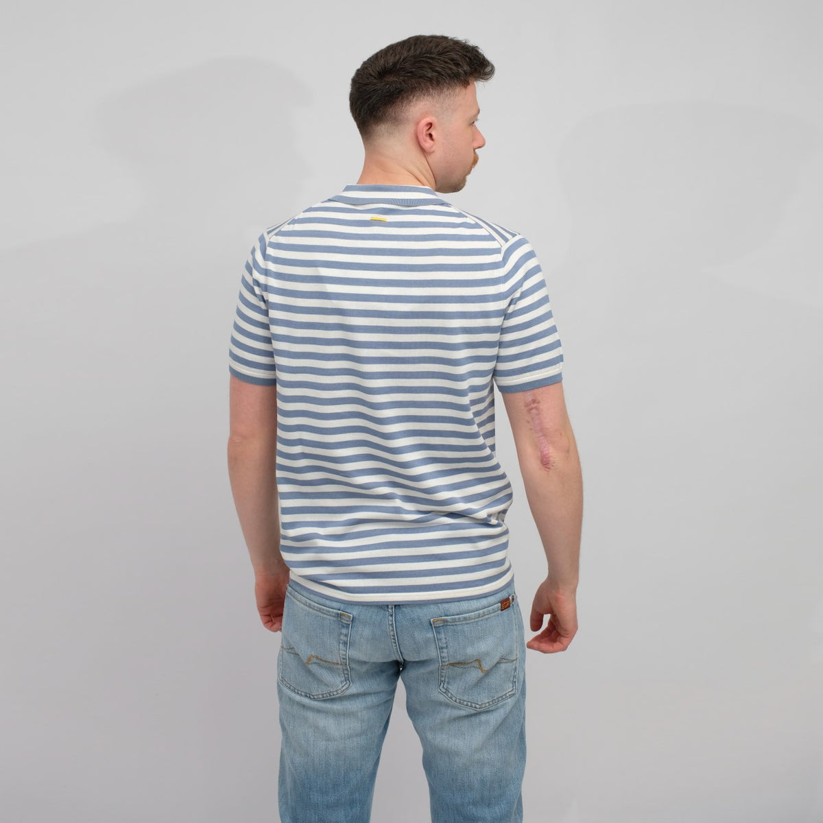 ASPESI Mod M433 Cotton Linen Silk Blend Polo Riga Denim – productbeeld 3