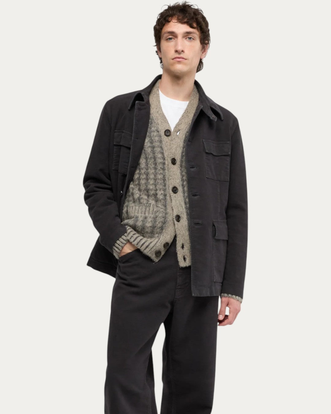 Kabelbreisel van Aspesi M470 Shetlandwol cardigan