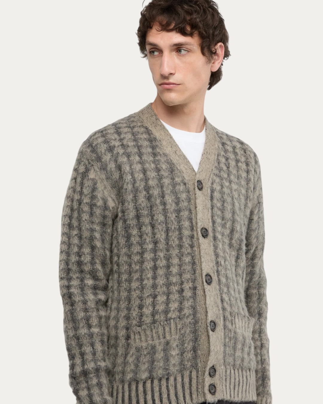 Voorkant Aspesi M470 cardigan in Grigio Melange