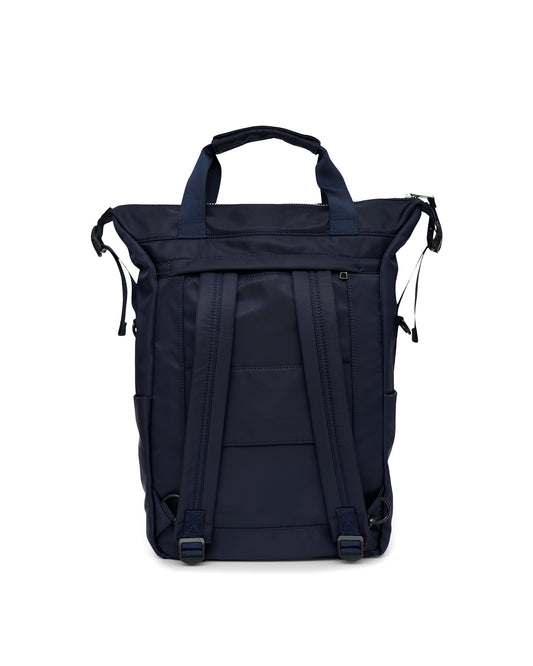 AY Studios Backpack Navy Blue rugzak, van achteren met schouderriemen zichtbaar
