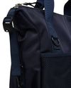 AY Studios Backpack Navy Blue rugzak, detail van de handgreep en het meshvak