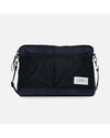 AY Studios Computer Bag Navy Blue laptoptas, van voren met meshvakken en schouderband