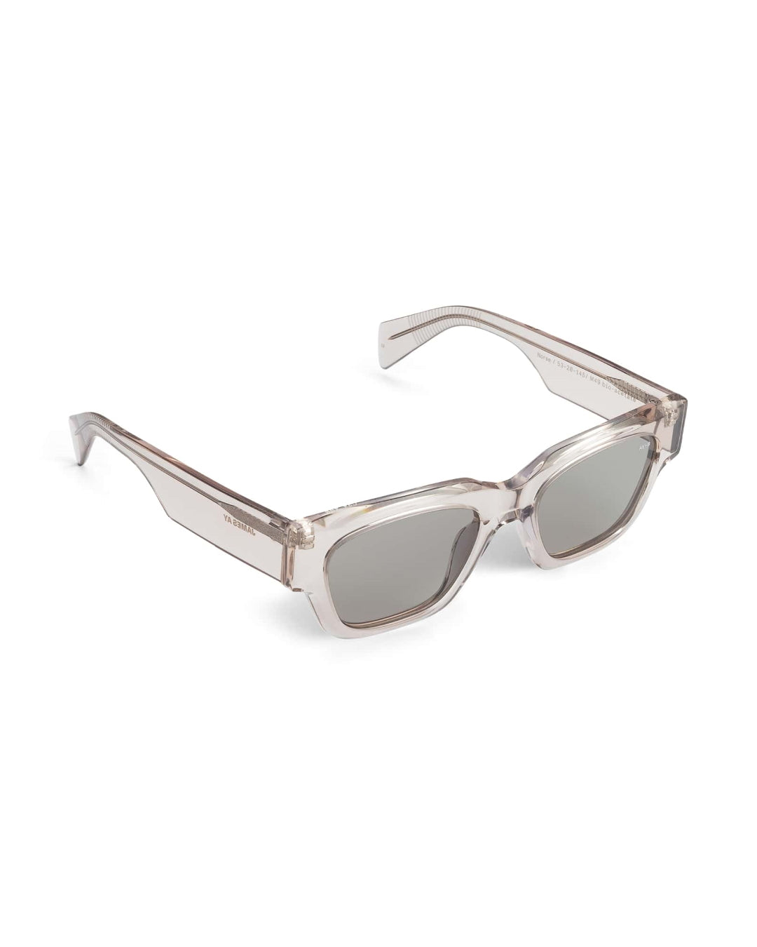 AY Studios Norse Transparent Sand zonnebril, schuin van voren met open veren
