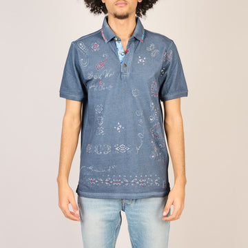 BOB NAVY PAISLEY PRINT Polo – vooraanzicht
