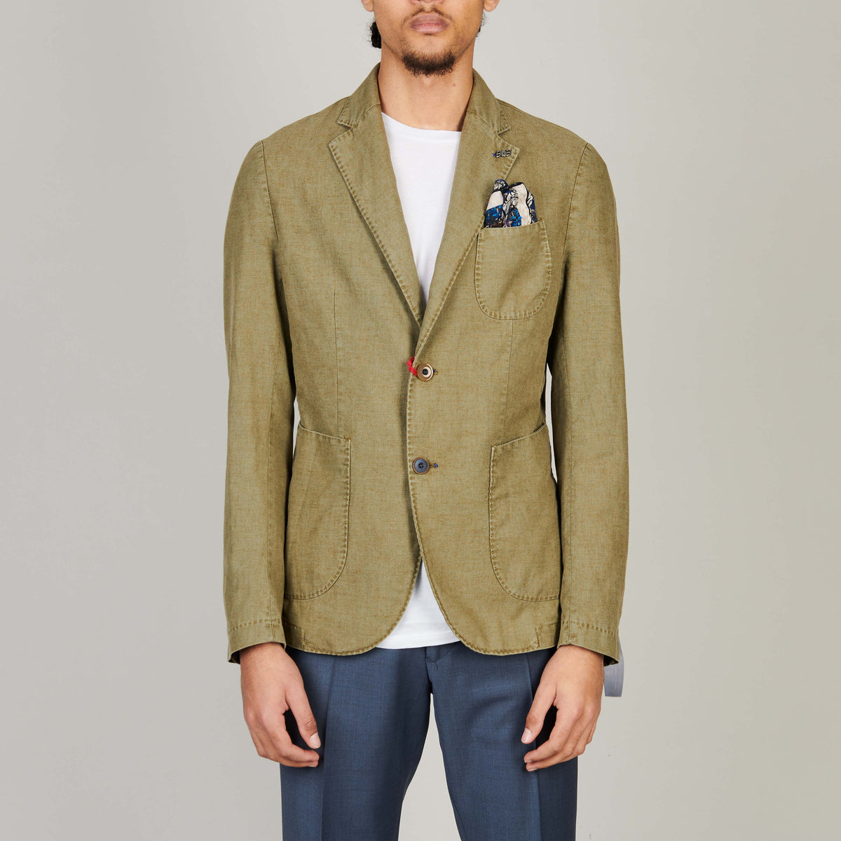 BOB Khaki Linen Vest – vooraanzicht
