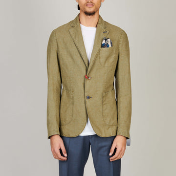 BOB Khaki Linen Vest – vooraanzicht