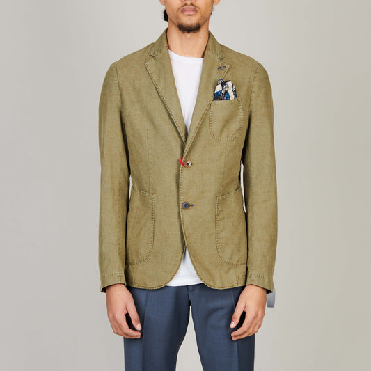 BOB Khaki Linen Vest – vooraanzicht