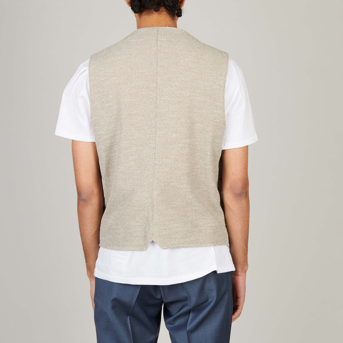 BOB Beige Green Check Gilet – productbeeld 2