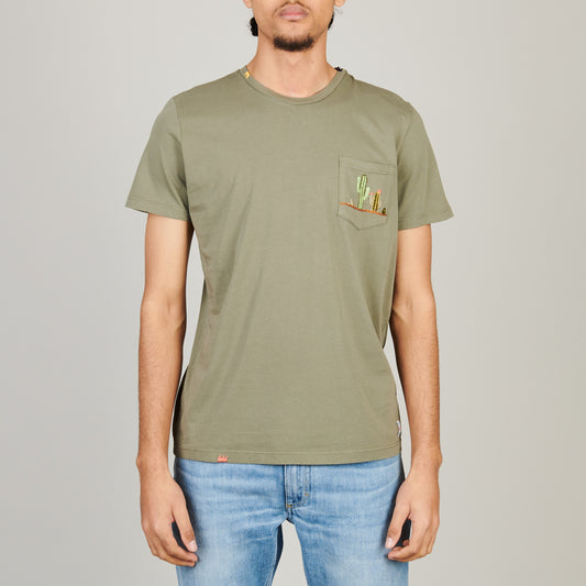 BOB MILITARE CACTUS Embroidered T-shirt – vooraanzicht