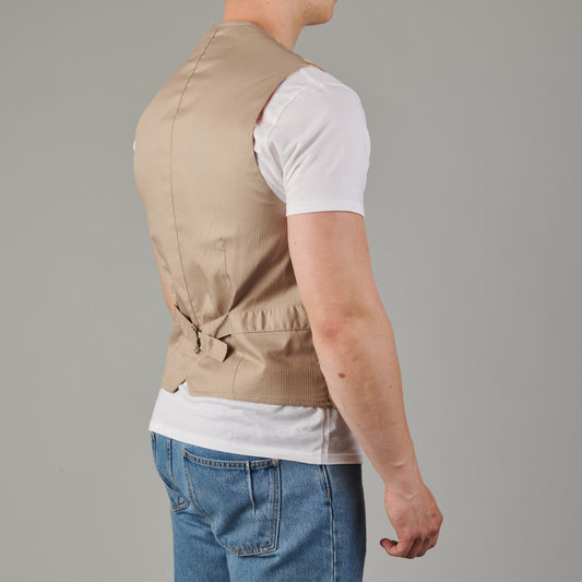 BOB Striped Gilet Beige Rust – productbeeld 2