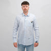 BOB Linen Embroidered Shirt Light Blue Stripe – vooraanzicht