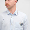 BOB Linen Embroidered Shirt Light Blue Stripe – productbeeld 2