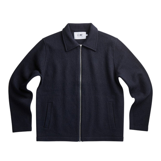 NN.07 Boiled 6398 merino wool full zip overshirt Navy Blue - Checkpoint Mol