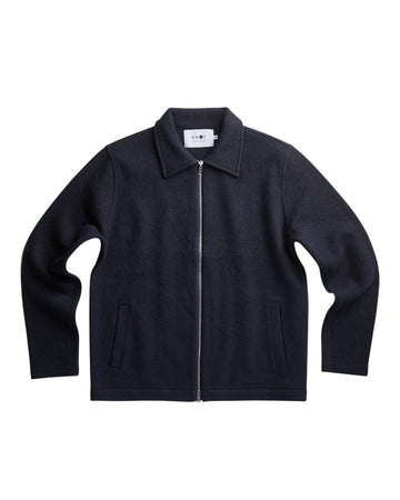 NN.07 Boiled 6398 merino wool full zip overshirt Navy Blue - Checkpoint Mol