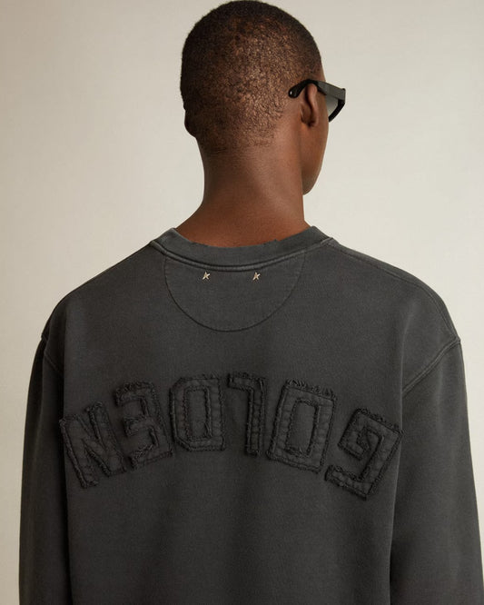 Golden Goose sweatshirt in washed black met boxy fit en ronde hals – Checkpoint Mol