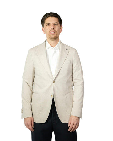 Beige Cotton Linnen  Jersey Stretch