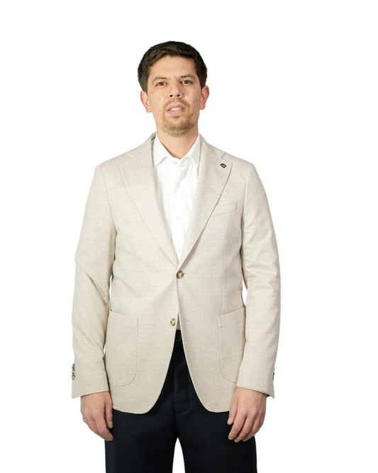 Beige Cotton Linnen  Jersey Stretch