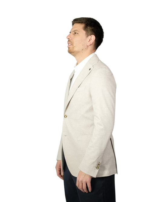 Beige Cotton Linnen  Jersey Stretch