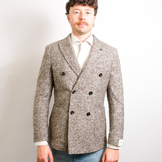 Breras Caserta Double-Breasted Jersey Blazer Beige Brown - productfoto 1