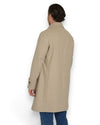 BRERAS MILANO Pest beige overjas van wol en kasjmier, achteraanzicht met split