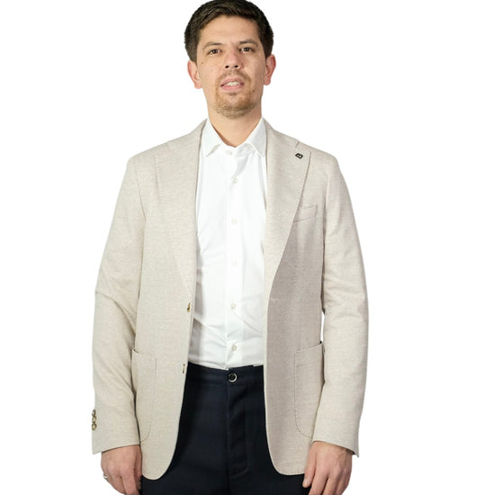 Breras Napoli Cotton Linen Jersey Blazer Beige - productfoto 3