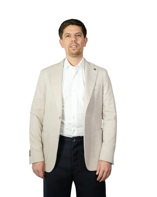 Breras Napoli Cotton Linen Jersey Blazer Beige - productfoto 3