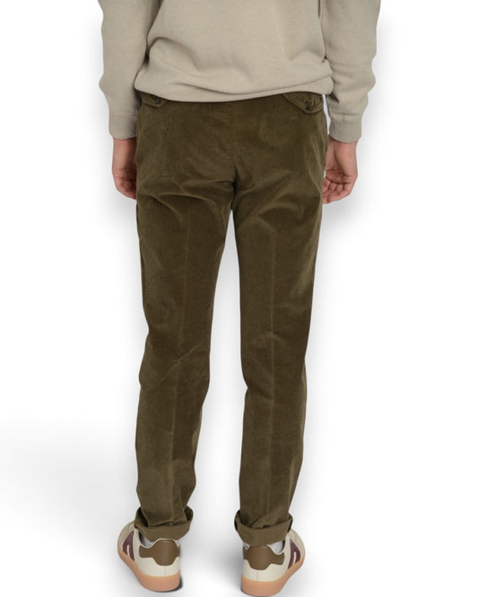 Briglia 1949 BG41 fijne corduroy broek Military Green – achteraanzicht met achterzakken