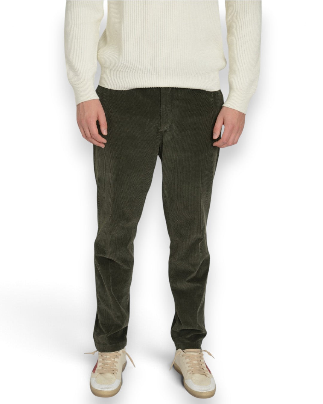 Briglia 1949 BG61 corduroy broek kaki – voorkant met rechte pijp