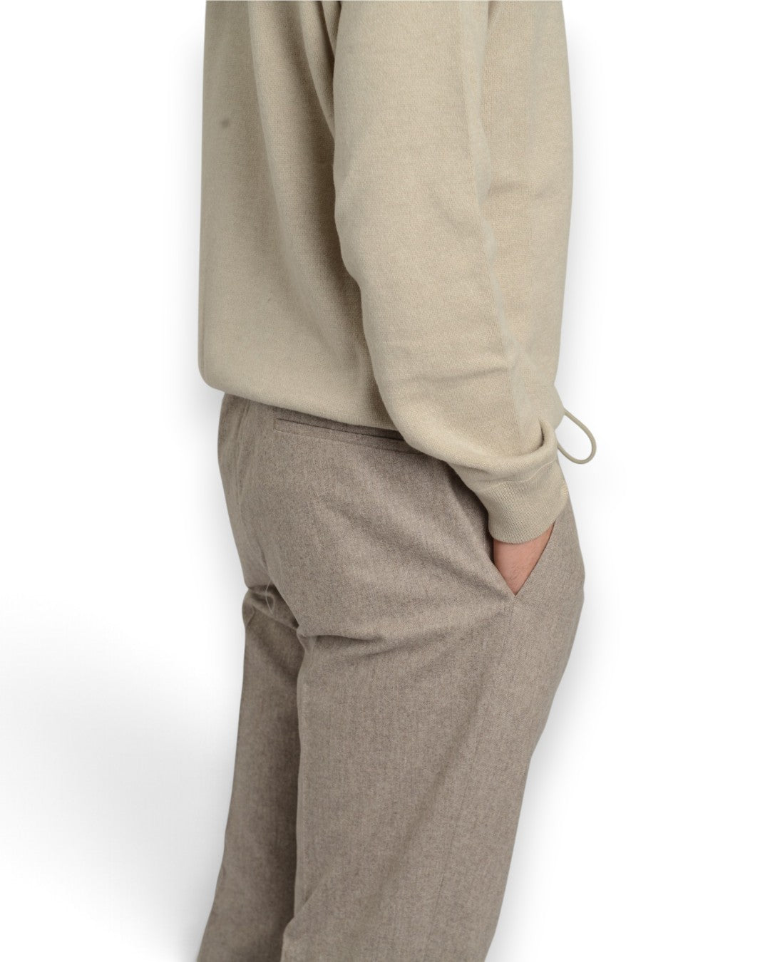Briglia 1949 WIMBLEDONS broek in beige, detail van de achterzak en stof