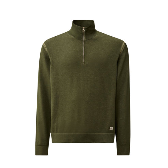 C.P. Company Vanisè Cotton Nylon Half Zip Pullover Thyme – vooraanzicht