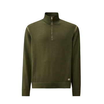 C.P. Company Vanisè Cotton Nylon Half Zip Pullover Thyme – vooraanzicht