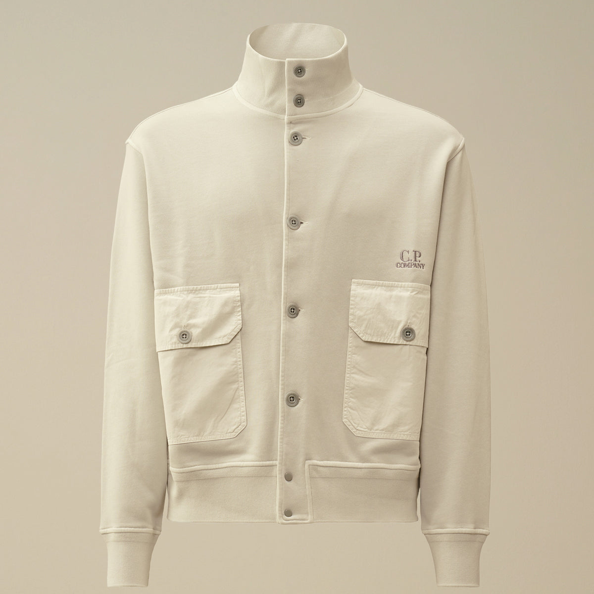 C.P. Company Blue Fox Cotton Fleece Full Button Sweater – productbeeld 2